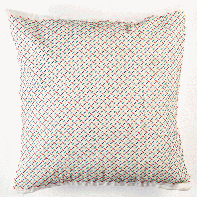 Hand-embroidered twill cushion