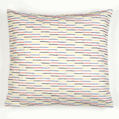 Hand-embroidered stripe cushion