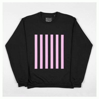 Pink stripe on black sweatshirt