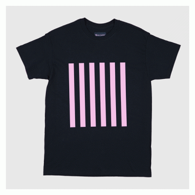 Pink stripe on black t-shirt